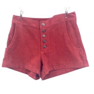 Express Faux Suede Shorts 0 Retro 70s Hot Pants Button Fly Rust Festival 24x2.25